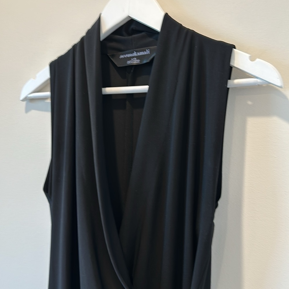 Norma Kamali Black Midi Dress Stretch Jersey Knit Funeral Mature Wedding Guest - Picture 5 of 15